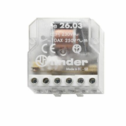 Finder 26.03.8.230.0000 Stromstoßschalter für Chassis oder UP-Dose, 1 Öffner und 1 Schließer, 10 A, Aus An/An Aus, für 230 V AC